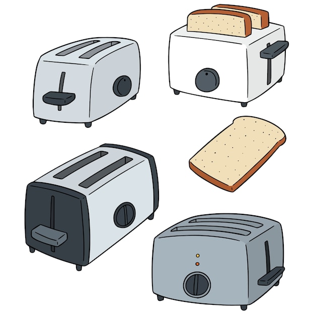 Vector set of bread and toaster