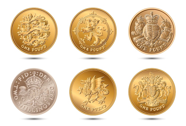 Vector set British money coin Vector illustration