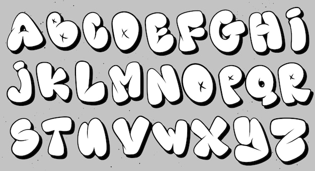 Vector vector set bubble graffiti font alphabet lettering