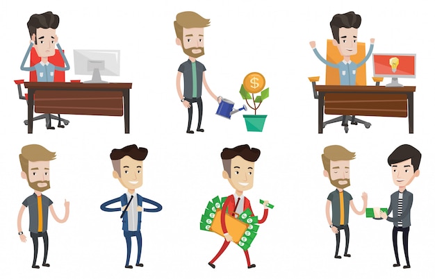 Vector vector set of business characters.