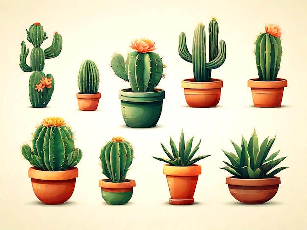 Vector Set of cactus plants isolated