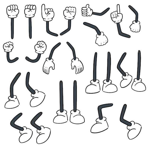 vector set cartoon arm en cartoon been