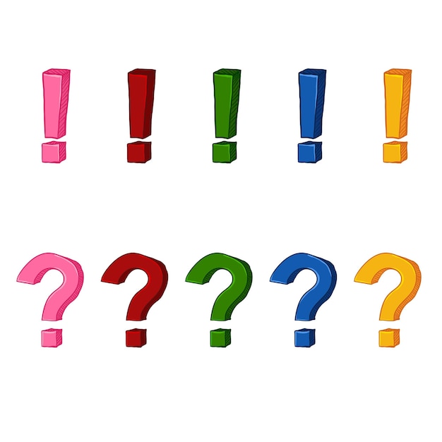 Vector Set of Cartoon Exclamation and Question Marks