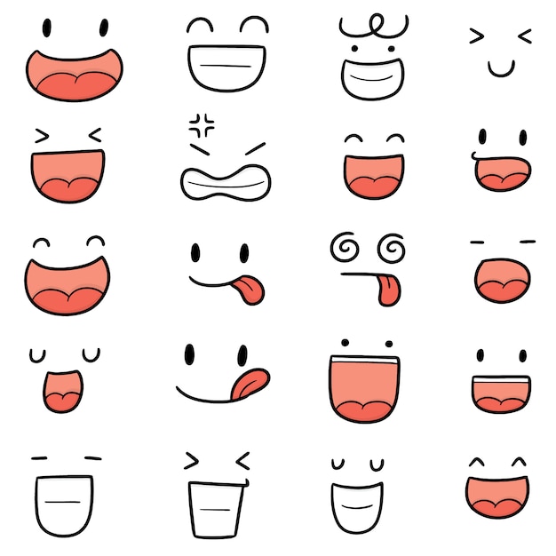 Vector set of cartoon face