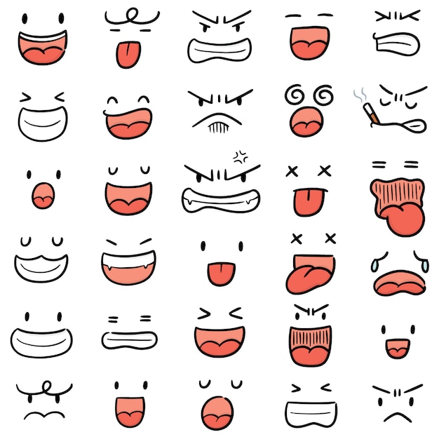 Vector set di faccia da cartone animato