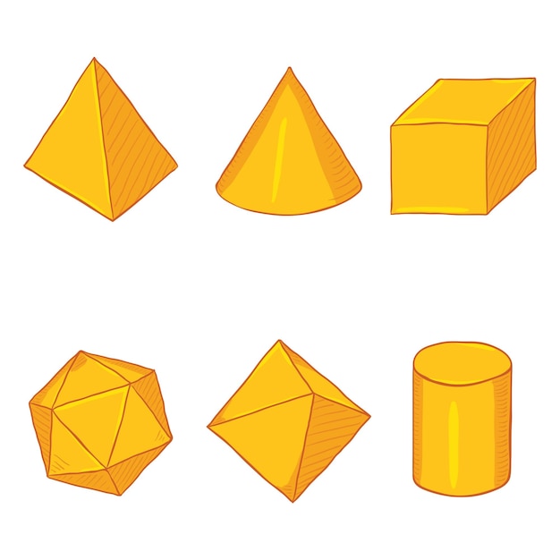 Vector set of cartoon golden geometry shapes