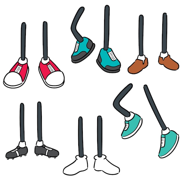 Vector set of cartoon leg