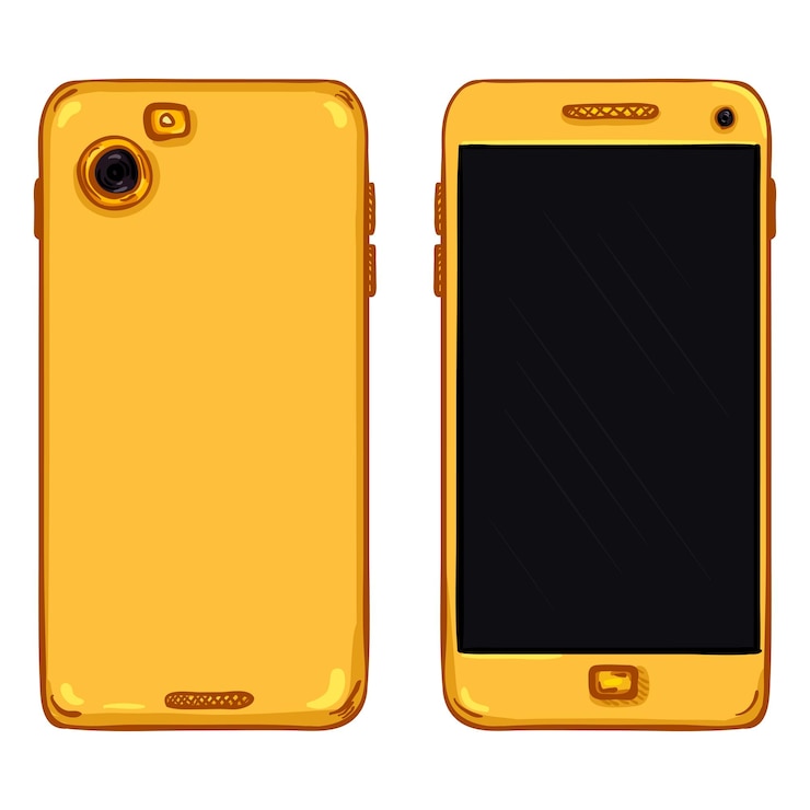 Vector vector set of cartoon smartphones back and front view