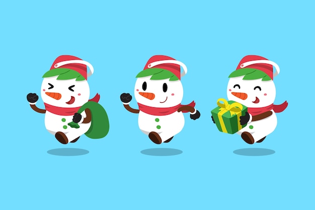 Vector set of cartoon snowman