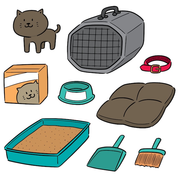 Vector set di accessori per gatti