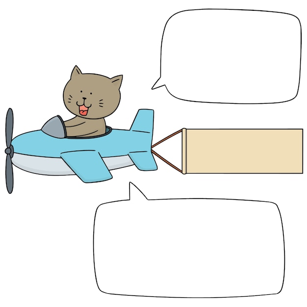 Vector set of cat on plane