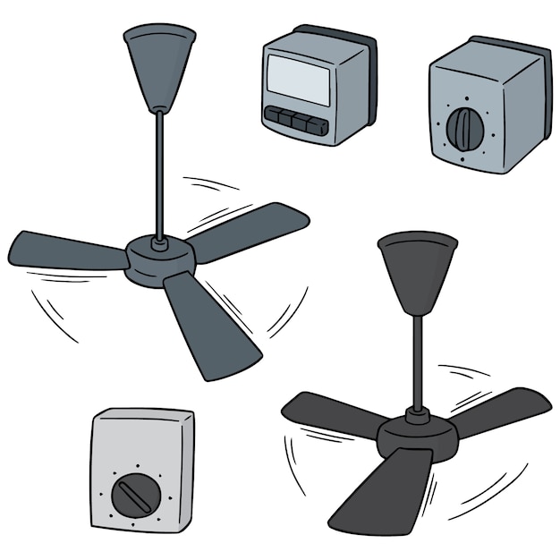 Vector Set Of Ceiling Fan And Switch