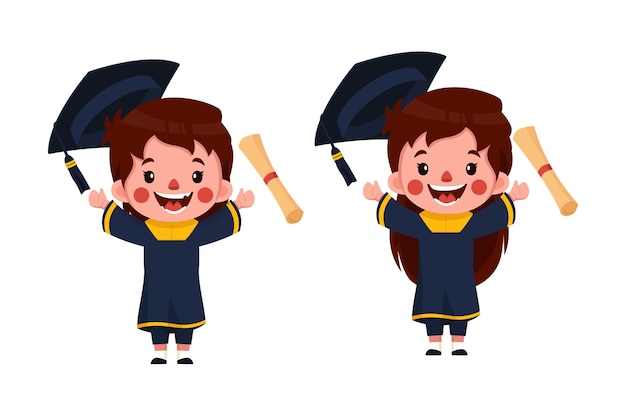 Vector set of character graduation student suitable for children's book and sticker