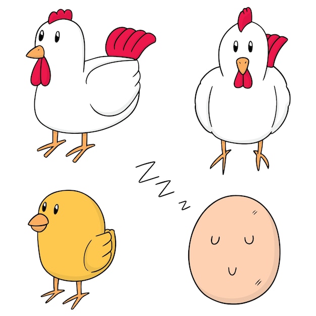 Vector set of chicken and egg