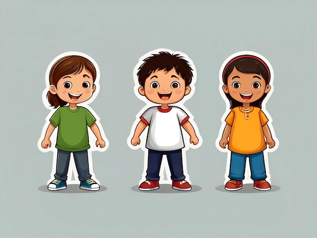 Vector vector set of children character isolated