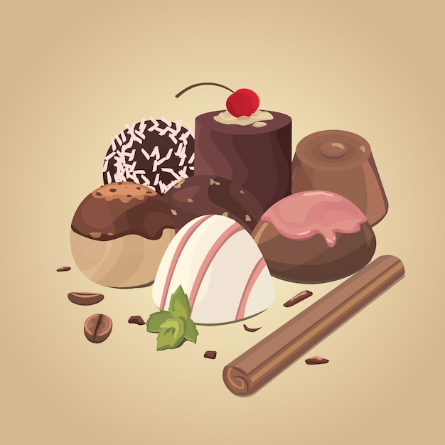 Vector set of chocolate candies