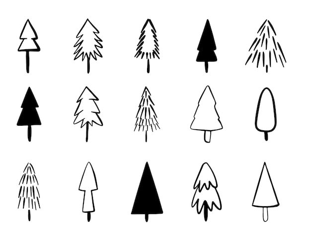 Vector set of christmas tree icons.