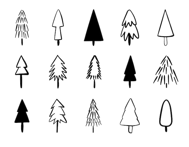 Vector set of christmas tree icons.