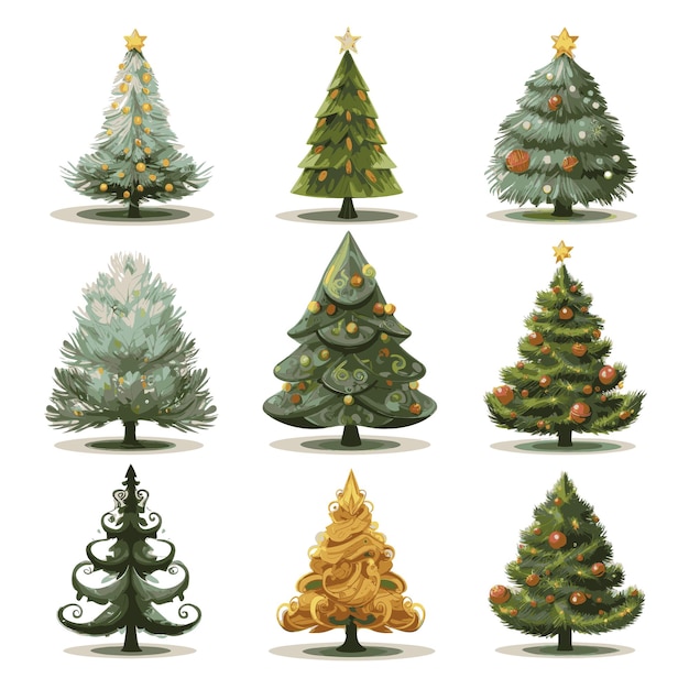 vector set of christmas tree