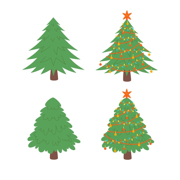 Vector set of Christmas trees isolated on white background