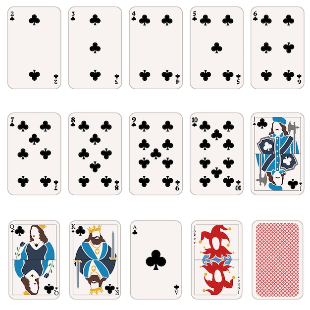 vector set of club suit playing cards