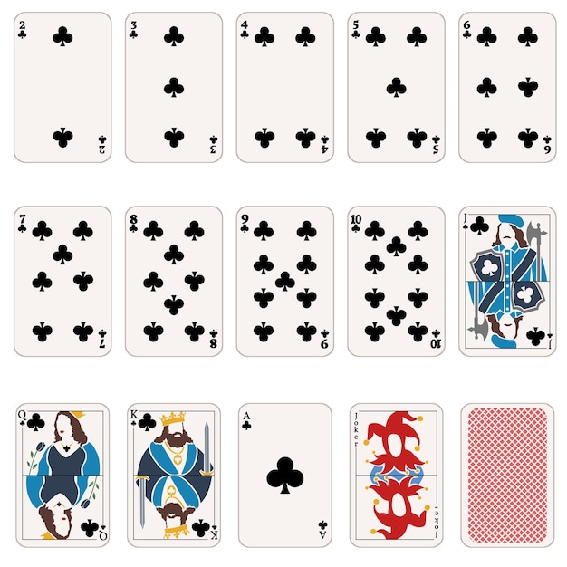 Vector vector set of club suit playing cards