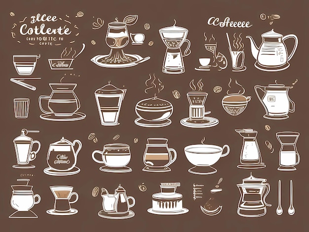 Vector set of coffee elements and coffee accessories vector