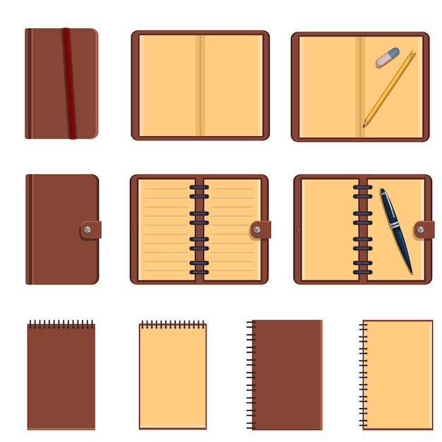 Vector Set of Color Flat Notepads