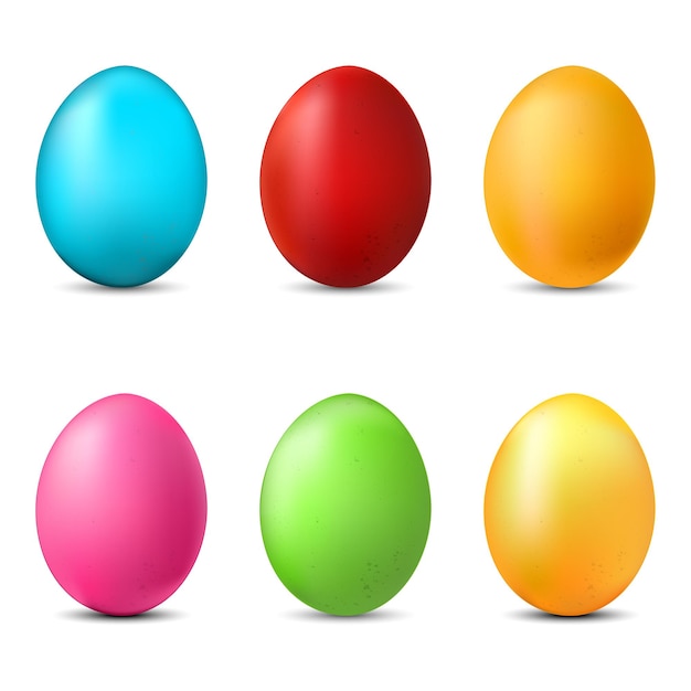 Insieme di vettore dell'uovo di pasqua della vernice di colore. blu, rosso, oro, rosa, verde, giallo.