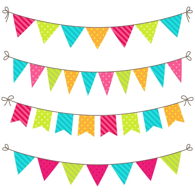 Vector set of colorful and bright bunting