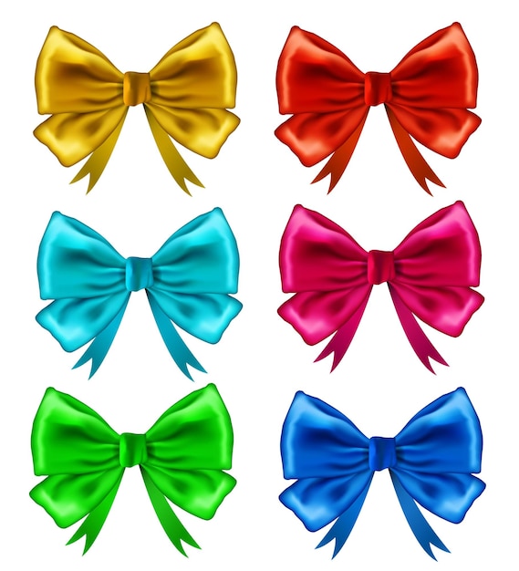 Vector vector set of colorful gift bows isolated on white