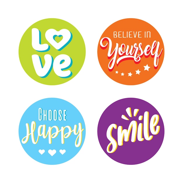 Vector Set of Colorful Motivational Stickers