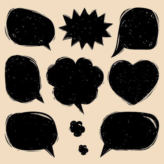vector set of comic speech bubbles in trendy flat style hand sketched blank dialog windows
