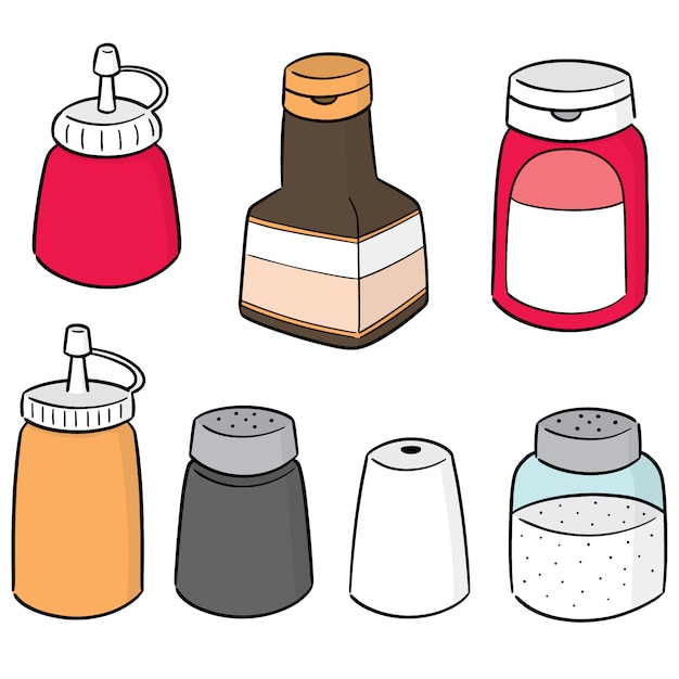 Vector vector set of condiment bottles