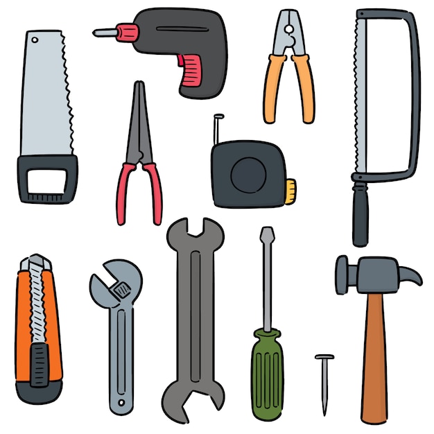 Vector set of construction tools