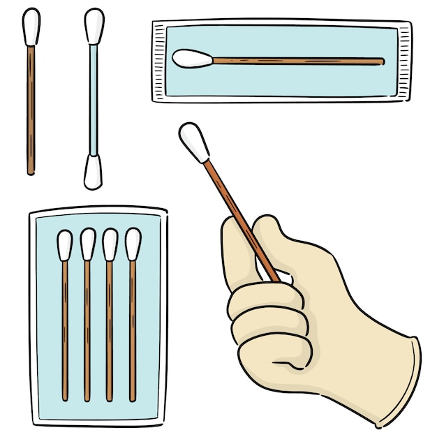 Vector set of cotton swab