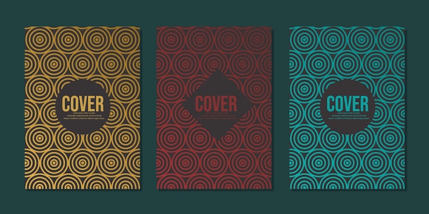 Vector set of cover design template with minimal geometric patterns, modern color gradient. brochure