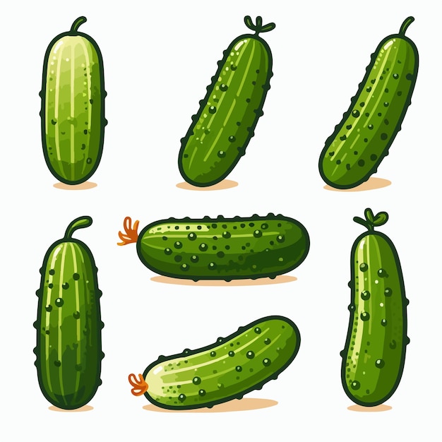 Vector set of cucumbers with flat design style