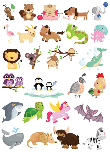 Vector a vector set of cute animals alphabeth