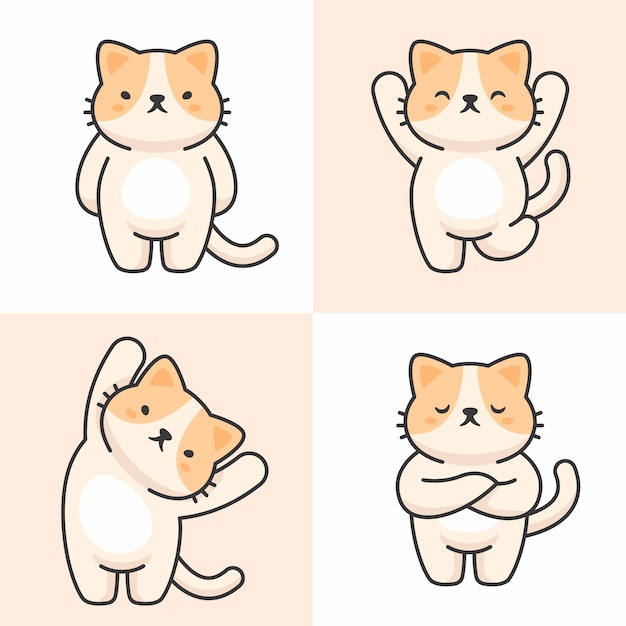 Vector set of cute cat characters