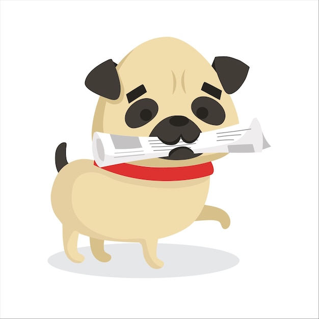 Vector vector set of cute dogs pugs for cards, banners and posters in the flat style