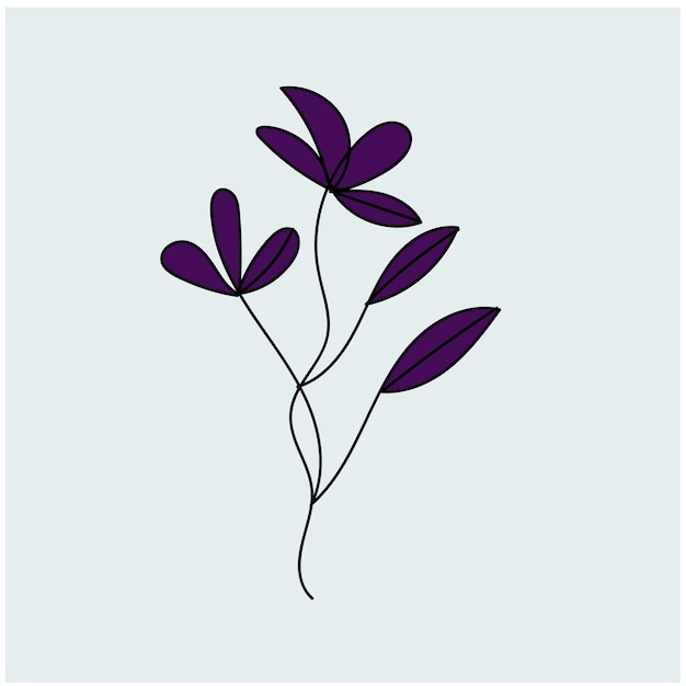 vector set of cute flowers with branches and leafs naturals