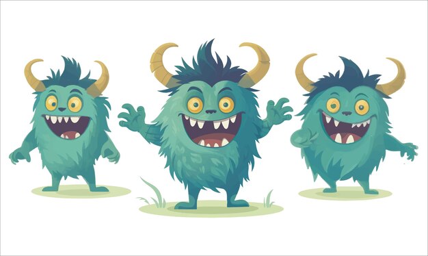 Vector vector set of cute monster forest character illustration