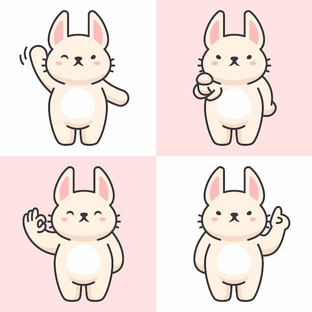 Vector vector set of cute rabbit characters