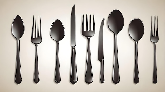 Vector vector set of cutlery iconcutlery set of fork spoon and knife vectorset of the cutlery on white back