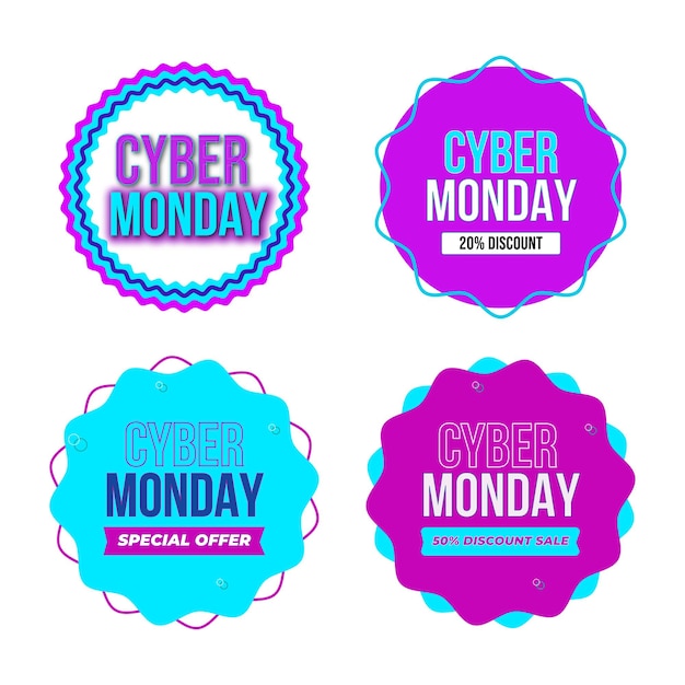 Vector set cyber maandag verkoop badge