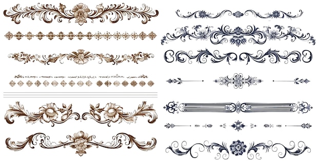 Vector set of decorative border and frame