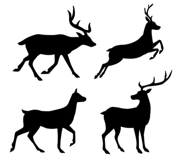 Vector set of deer silhouettes