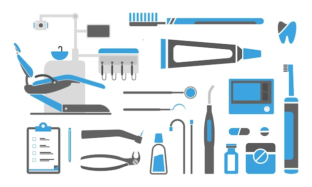 Vector vector set of dentist icons and teeth care