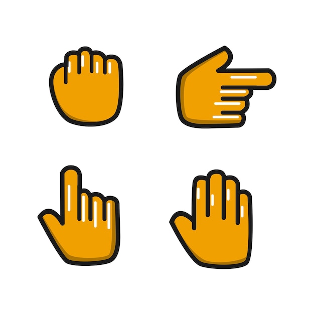 vector set design of direction symbols and hand shapes